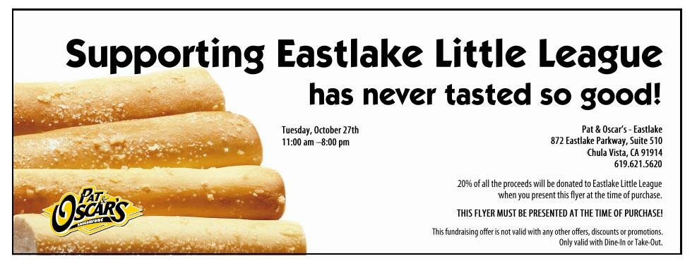 eastlake_fundraising eastlake fundraising Eastlake Little League Baseball Fundraiser @ Pat and Oscars